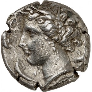 Sicílie, sicilsko-punická problematika. Tetradrachma ND (320-300 př. n. l.), Entella.