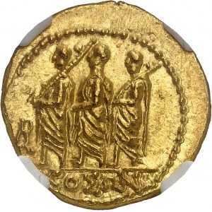 Dácie, Burebista (82-42 př. n. l.). Zlatá statéra typu Koson s monogramem ND (cca 55-44 př. n. l.).