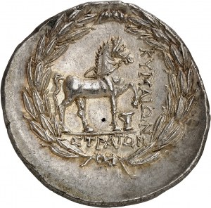 Aeolian, Kymé. Stephanoforský tetradrachm na jméno Straton ND (asi 151-142 př. n. l.), Cyme.