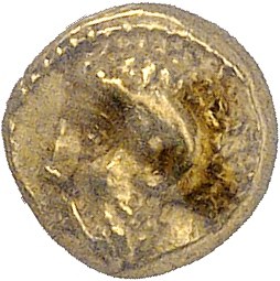 Kyrenaika, Kyréna, Ophelas, guvernér (322-308 př. n. l.). Litra nebo 1/10 zlaté statéry ND, Kyréna.
