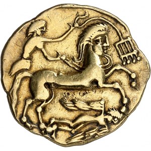 Veneti. Statere in oro con cinghiale in cresta e rovescio con figura alata ND (II-I secolo a.C.).