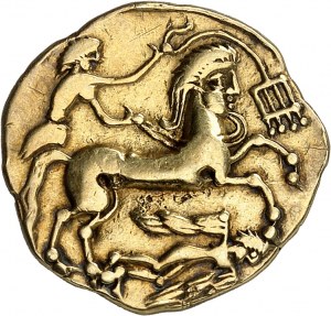 Vénètes. Statère d'or au sanglier en cimier et revers au personnage ailé ND (IIe - Ier siècles avant J.-C.).