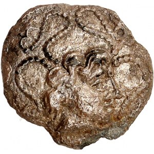 Armorica / Atlantic coast. Billon drachma with small bare head and stylized frontal bust ND (1st c. B.C.).