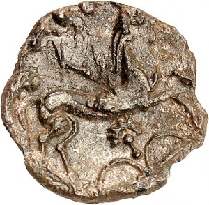 Armorica / Costa Atlantica. Dracma miliardaria con piccola testa nuda e busto frontale stilizzato ND (I secolo a.C.).