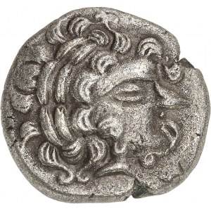 Riedones (2.-1. století př. n. l.). Statère de billon s bezvousým profilem a kolečkem, třída I, var. 4 ND (1. stol. př. n. l.).