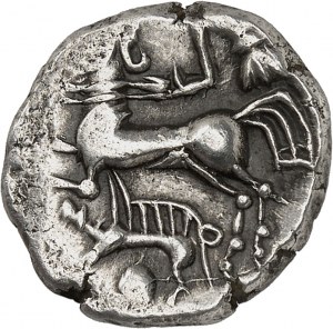 Riedones. Statere con cinghiale, classe I con decorazione sulla guancia, var. 2 ND (II-I secolo a.C.).