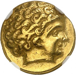 Normandia (gruppo della Normandia). Emistatere, classe I, con lira e busto baffuto ND (220-150 a.C.).