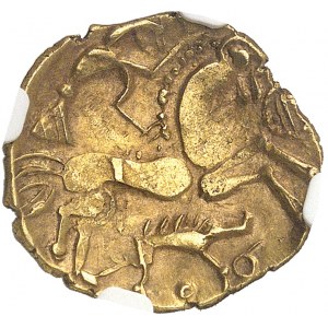 Aulerques eburovices. Hémistatère au sanglier, var. 5/6 ND (Anfang des 1. Jahrhunderts v. Chr. bis zum Gallischen Krieg).