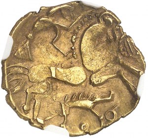 Aulerques eburovices. Hémistatère au sanglier, var. 5/6 ND (Anfang des 1. Jahrhunderts v. Chr. bis zum Gallischen Krieg).