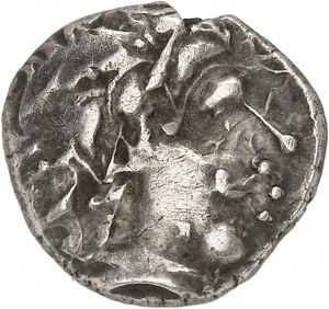 Bituriges / Incertaines du Centre-Ouest. Drachme aux chevaux superposés, Classe I au fleuron ND (milieu du IIe siècle avant J.-C.).