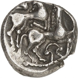 Bituriges / Incertaines du Centre-Ouest. Drachme aux chevaux superposés, Classe I au fleuron ND (milieu du IIe siècle avant J.-C.).