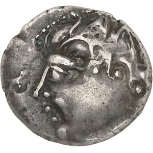 Bituriges / Incerto del centro-ovest. Dracma con cavalli sovrapposti, classe II con triskel e croce ND (metà del II secolo a.C.).