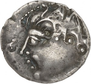 Bituriges / Neistý stredozápad. Drachma s prekríženými koňmi, trieda II s trojlístkom a ND krížom (polovica 2. storočia pred n. l.).