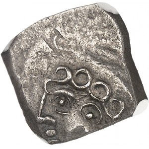 Sotiates. Drachma se stočenou hlavou z Causé, série II ND (první polovina 1. století př. n. l.).