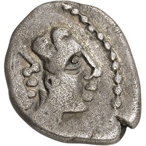 Arvernes. Drachma EPOMIIDVOS z dwoma portretami i lwem ND (I wiek p.n.e.).