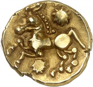 Bellovaques. Statère with star and horse on left ND (second third of 1st century BC and Gallic War).