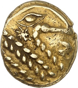 Bellovaques. Statère à l'astre, var. 5 à l'astre rayonnant ND (second third of 1st century B.C. and Gallic War).
