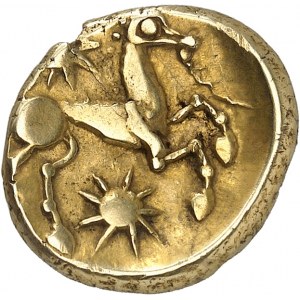 Bellovaken. Statere mit dem Stern, Var. 5 mit dem strahlenden Stern ND (zweites Drittel des 1. Jahrhunderts v. Chr. und Gallischer Krieg).