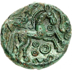 Ambiens. Bronze mit übereinander liegenden Tieren (Wildschwein/Steinbock - Pferd/Hund) ND (1. Jh. v. Chr.).