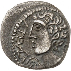 Rèmes (1. století př. n. l.). Denár nebo drachma ATEVLA/VLATOS s pentagramem, třída I ND (1. století př. n. l.).