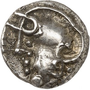 Aedui. Quinary z głową w hełmie ND (koniec II w. p.n.e.).