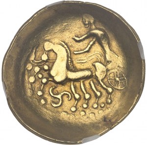 Helvetii. Statere, napodobenina Filipa II., s ND triskel (2. stol. př. n. l.).