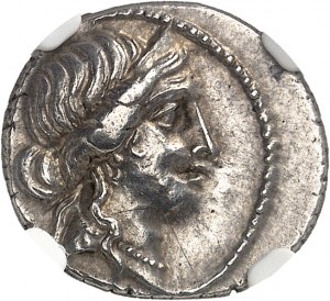 Julius Caesar (60-44 př. n. l.). Denár ND (47-46 př. n. l.), severní Afrika.