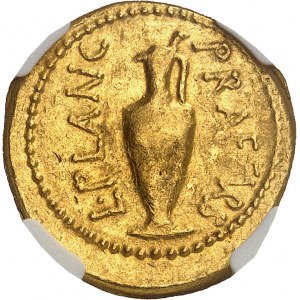 Jules César (60-44 av. J.-C.). Aureus avec L. Munatius Plancus, préfet de Rome ND (45 av. J.-C.), Rome.