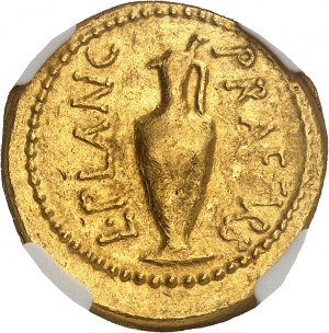 Juliusz Cezar (60-44 p.n.e.). Aureus z L. Munatiusem Plancusem, prefektem Rzymu ND (45 p.n.e.), Rzym.