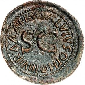 Augustus (27 př. n. l. - 14 n. l.). Dupondius (?), ražba na prázdném medailonu ND (7 př. n. l.), Řím.