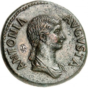 Antonia (+39), mother of Claudius. Dupondius ND (c.41), Rome.
