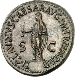 Antonie (+39), matka Claudia. Dupondius ND (asi 41), Řím.