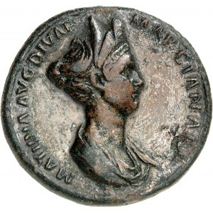 Matidia (+ 119), matka Sabiny. Sesterce ND (112-117), Řím.