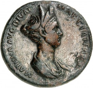 Matidia (+ 119), matka Sabiny. Sesterce ND (112-117), Rím.