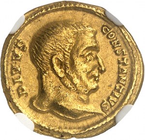 Konstantyn I (307-337). Aureus lub solidus, konsekracja Konstancjusza I ND (310-313), Trewir.