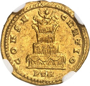 Costantino I (307-337). Aureo o solidus, consacrazione di Costanzo I ND (310-313), Treviri.