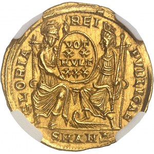Costanzo II (324-361). Solidus ND (347-355), Antiochia, 4° dispensario.