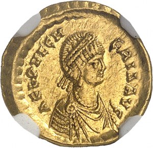Pulcheria (414-453). Tremissis ND (444), Konštantínopol.