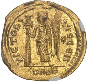 Anastasio I (491-518). Solidus 1° tipo ND, Costantinopoli, 8° ufficio.