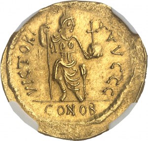 Giustino II (565-578). Solidus con busto barbuto ND (565 circa), Costantinopoli.