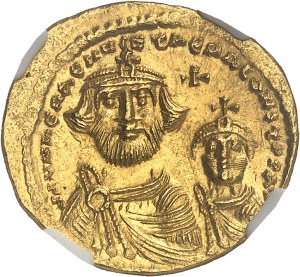 Héraclius et Héraclius Constantin (613-641). Solidus ND (613-629), Constantinople, 5e officine.