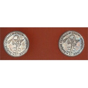 Union monétaire (depuis 1960). Coffret de deux essais de 50 francs en argent 1972, Paris.