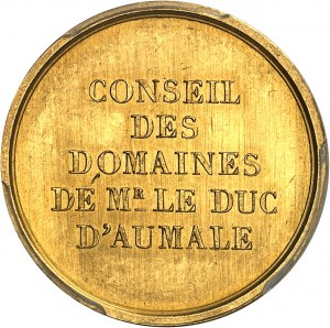 Secondo Impero / Napoleone III (1852-1870). Jeton d'Or du Conseil des domaines de Monsieur le Duc d'Aumale, ancien gouverneur d'Algérie, Frappe spéciale (SP) ND (1860-1879), Parigi.