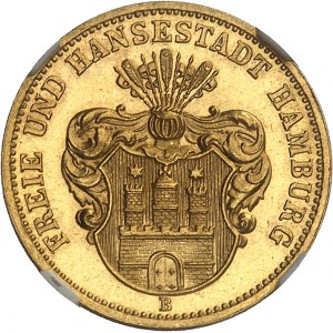 Hamburk (císařské město). 10 značek, 1. typ 1873, B, Hannover.