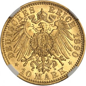 Mecklenburg-Schwerin, Frederick Franz III (1883-1897). 10 mark 1890, A, Berlin.