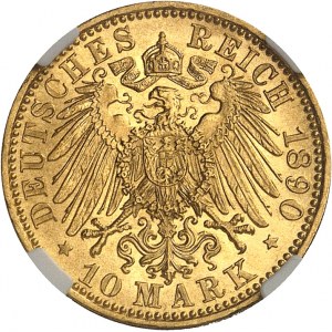Meklenbursko-Schwerin, Fridrich František III (1883-1897). 10 značka 1890, A, Berlín.