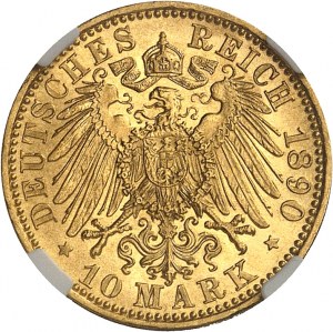 Meklenbursko-Schwerin, Fridrich František III (1883-1897). 10 značka 1890, A, Berlín.