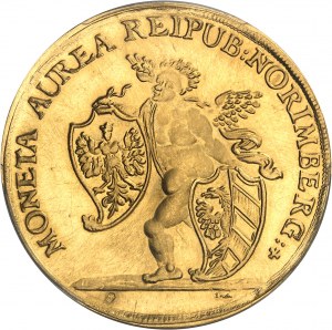 Norimberga (città di). Coniazione moderna di 5 ducati di Norimberga [1677] (1972 circa), zecca di Parigi per NI (Numismatique Internationale).