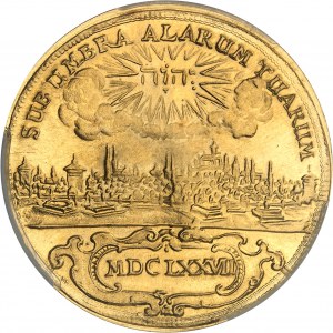 Norimberk (město). Moderní ražba 5 norimberských dukátů [1677] (cca 1972), Pařížská mincovna pro NI (Numismatique Internationale).