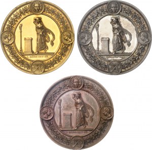 Prussia, Frederick William IV (1840-1861). Set of 3 gold, silver and copper medals, First performance of Felix Mendelssohn's Antigone in Berlin, by C. K. Pfeuffer 1841, Berlin.